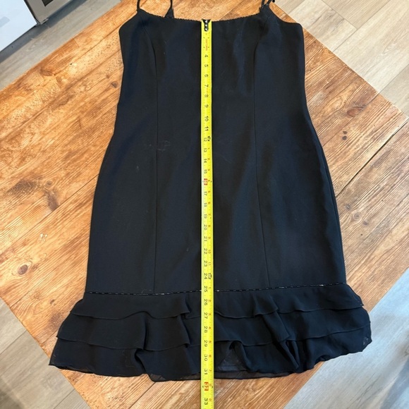 Vintage Anne Stanley Saks 5th Ave Black Beaded Ruffled Cocktail Dress EUC Sz 12 - Picture 12 of 16
